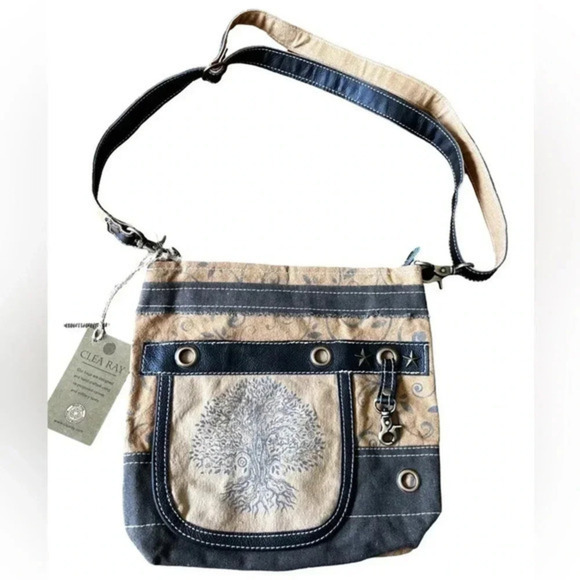 Clea Ray recycled canvas Tree of Life crossbody/shoulder bag, NWT - Picture 1 of 5